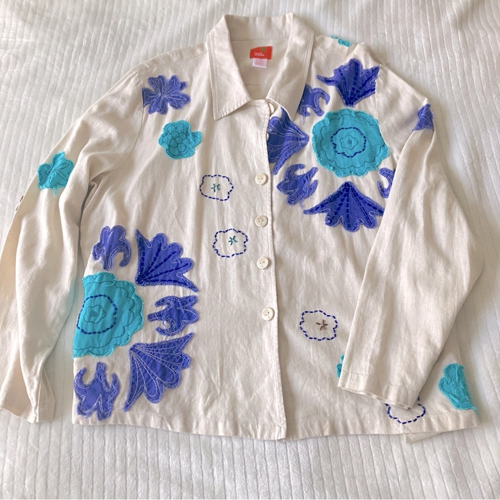 Vintage Floral Embroidered Shacket